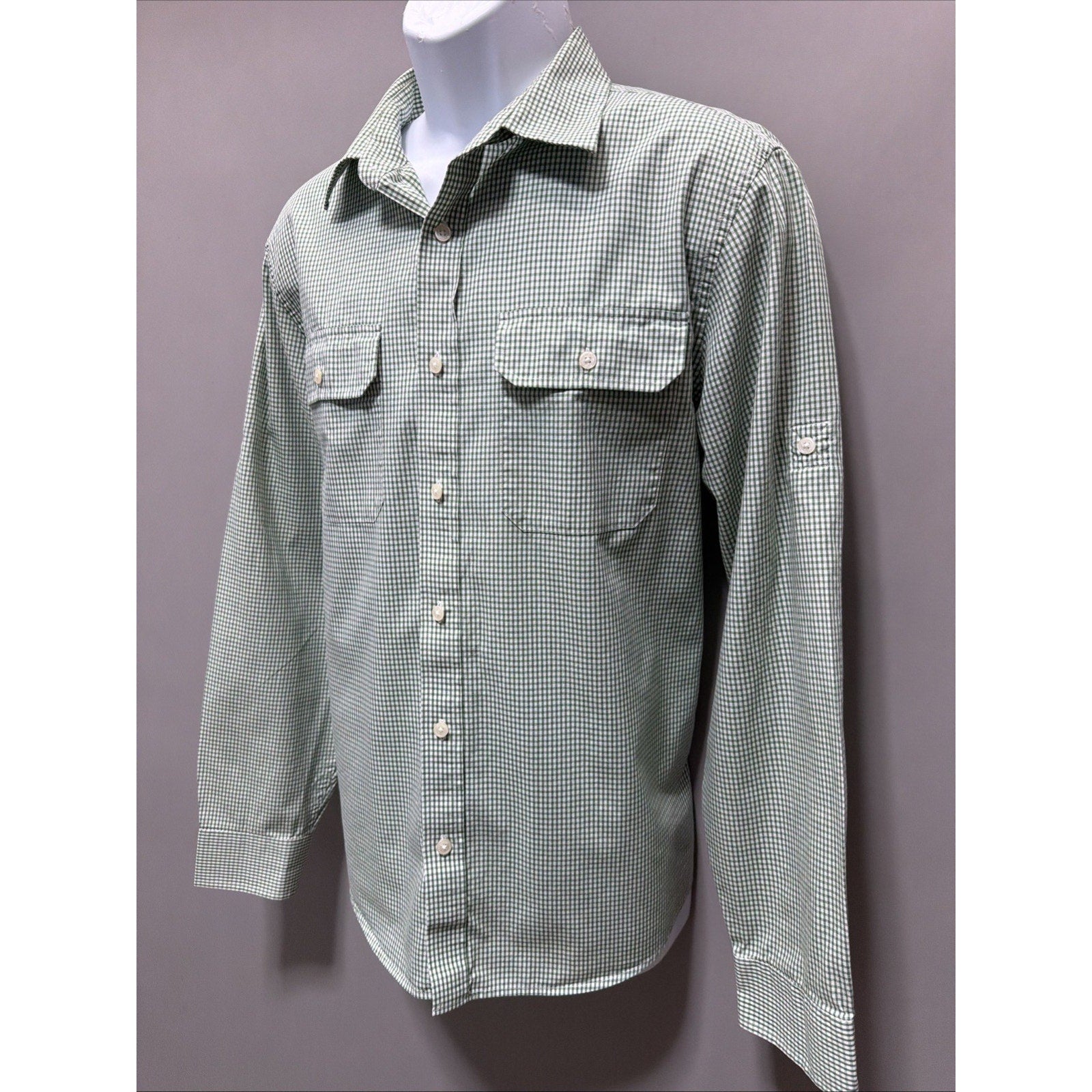 MICHAEL KORS DESIGNER BUTTON UP LONG SLEEVE SHIRT Mens L Gingham Check Preppy