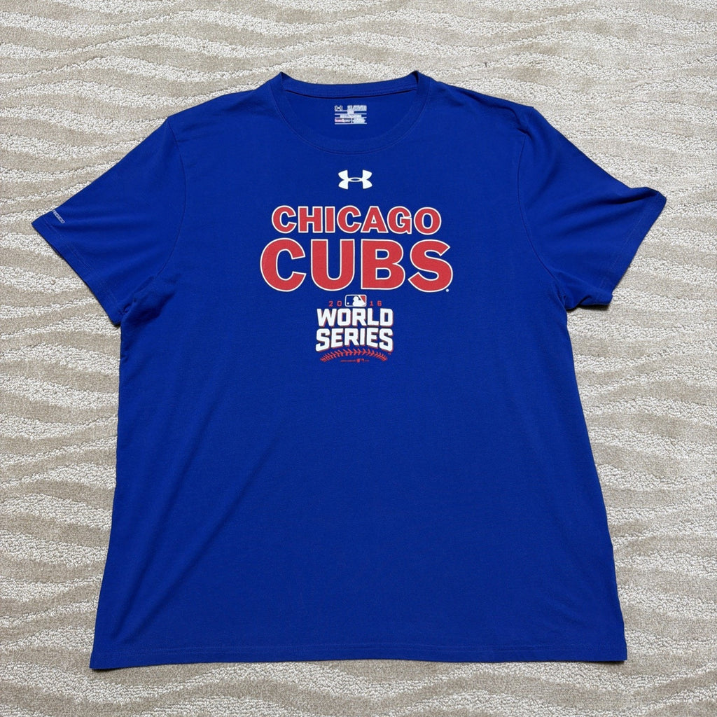 Chicago Cubs MLB World Series 2016 Under Armour Charged Blue Shirt 2XL Excellent
