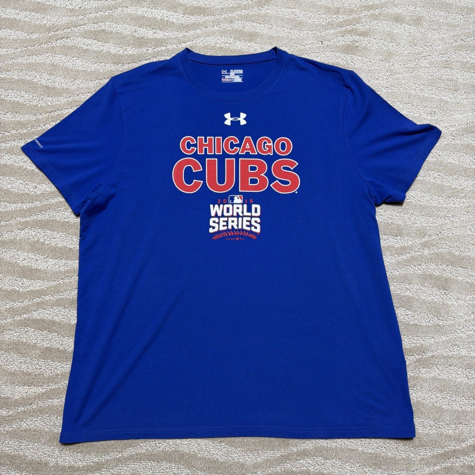 Chicago Cubs MLB World Series 2016 Under Armour Charged Blue Shirt 2XL Excellent