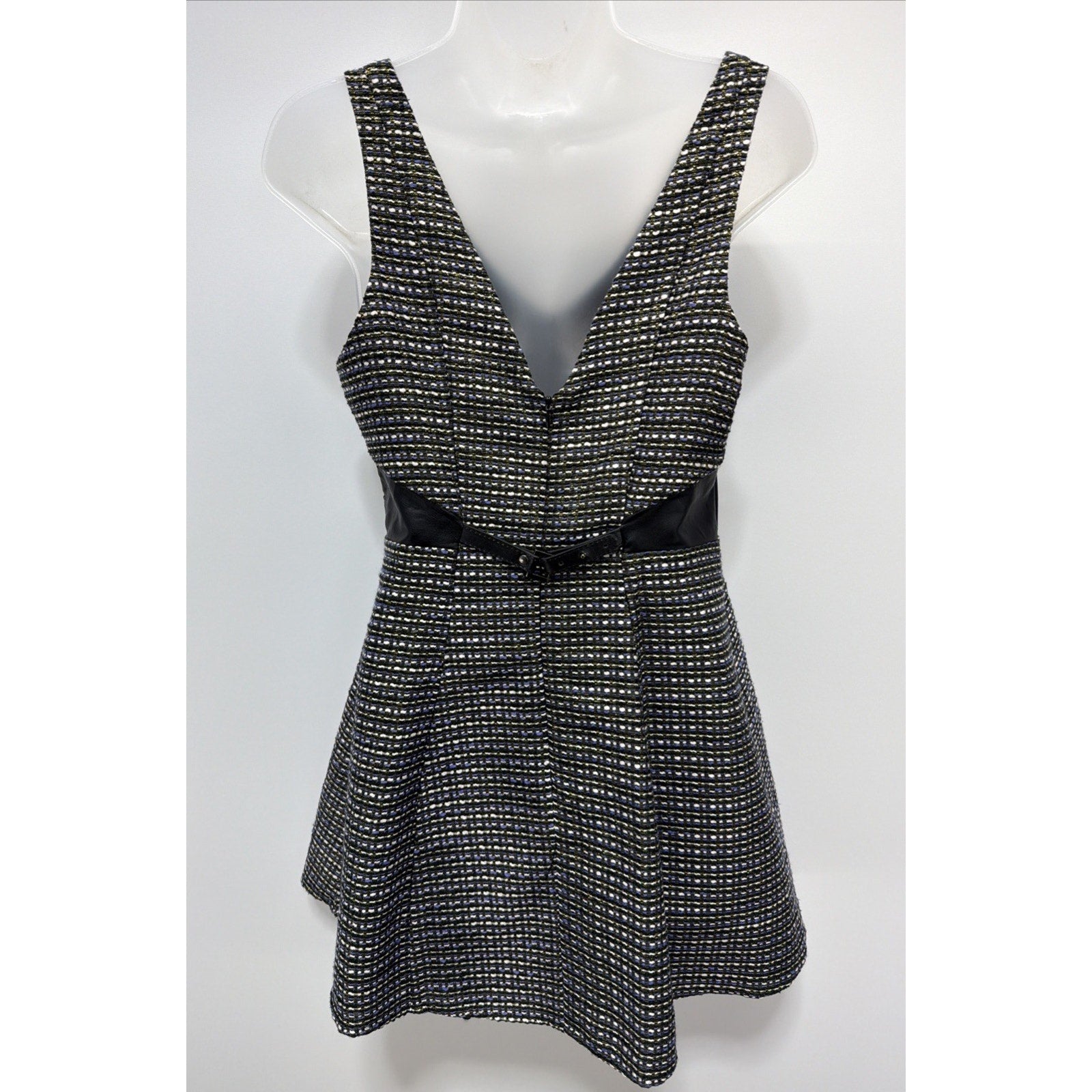 BCBGeneration Black Blue Gold Sleeveless Lined Dress Size 6 NWOT