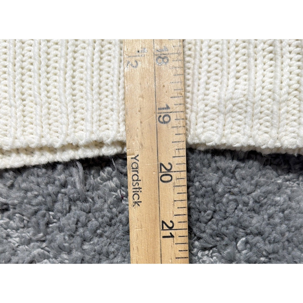 American Eagle Womens Ivory Knit Oversized Long Slv Sweater Cotton Acrylic XS