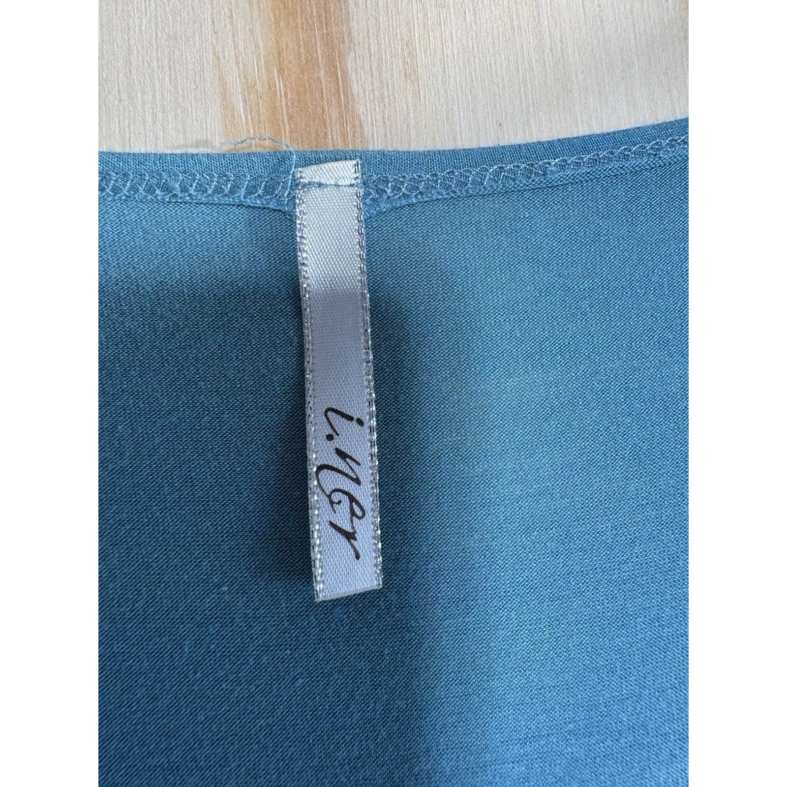 I.ner Turquoise Short Sleeve Dress Empire Waist V Neck Juniors Size Large