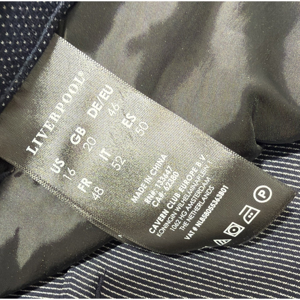 Liverpool Women's Pants Navy Blue Size 16/33 Pull On Ankle Pin Micro Dot