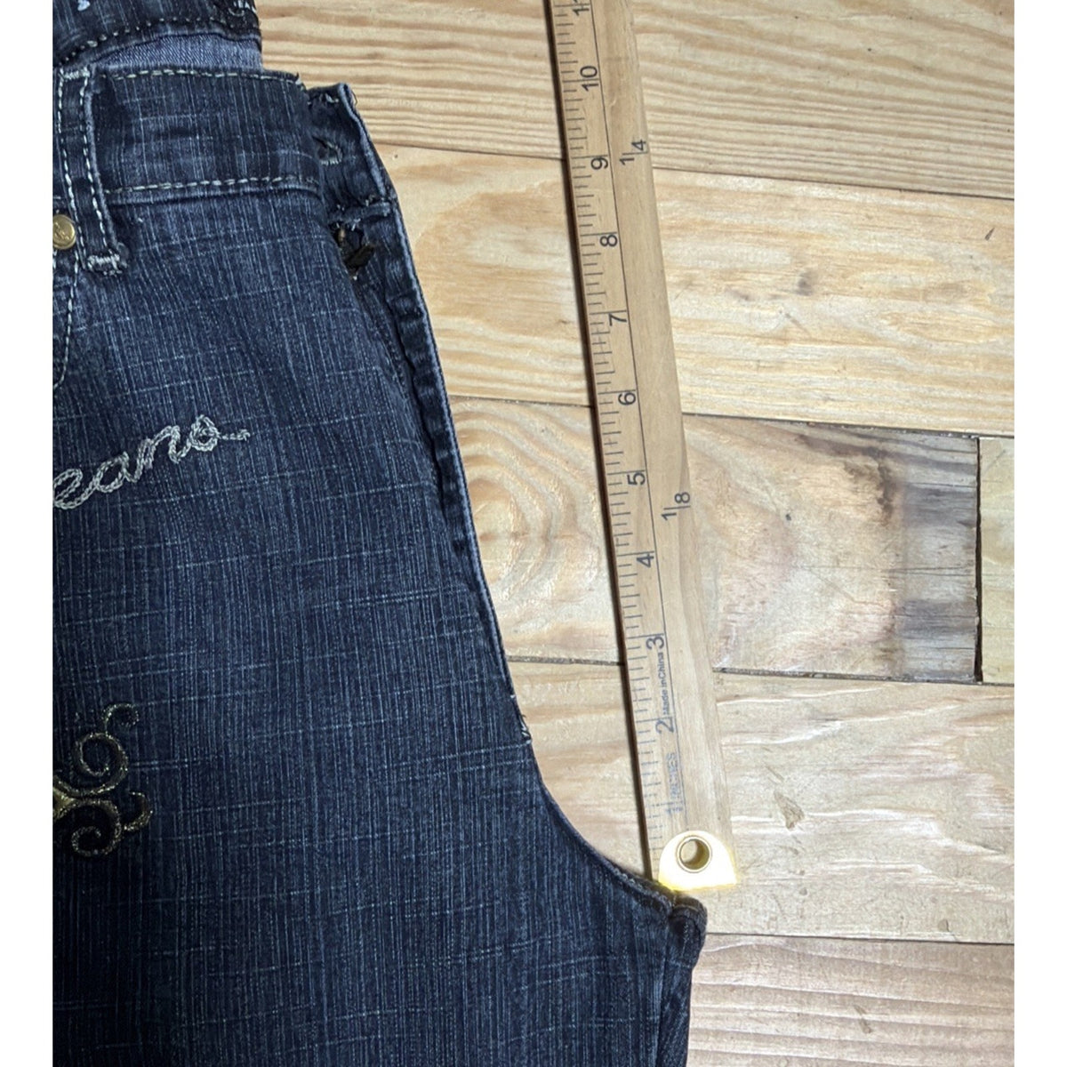 Vtg 90s Y2K Paco International Embroidered Spell Out Jeans Skater Straight Sz 15
