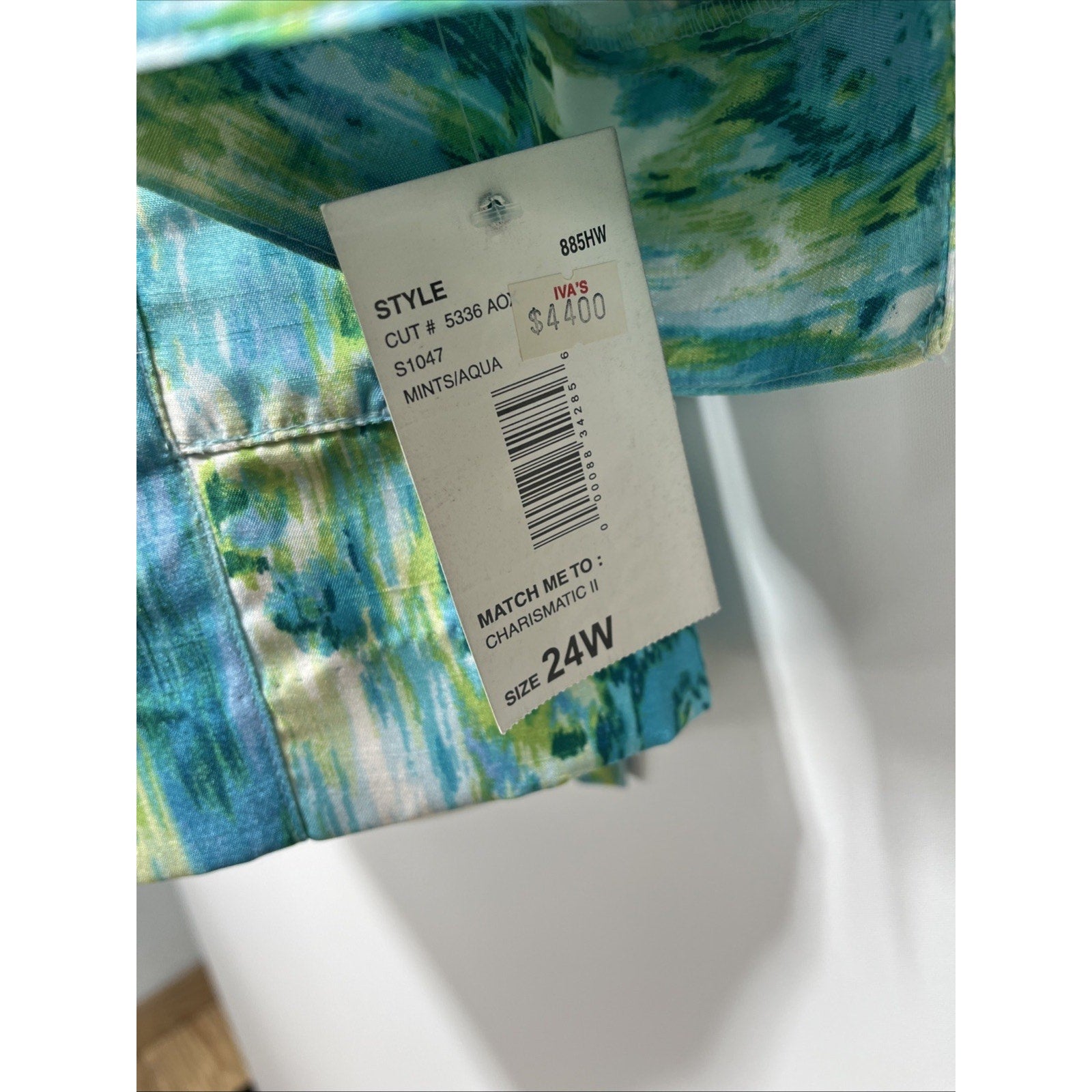 Southern Lady Womans Button Jacket Size 24W Green Blue Paint Abstract Effect NWT