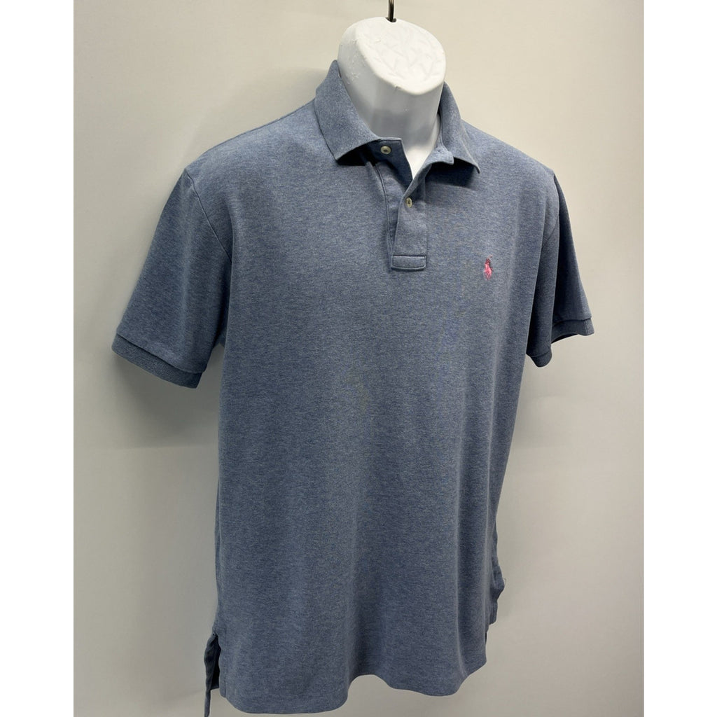 Polo Ralph Lauren Mens Polo Short Sleeve Heather Blue Pink Pony Size S