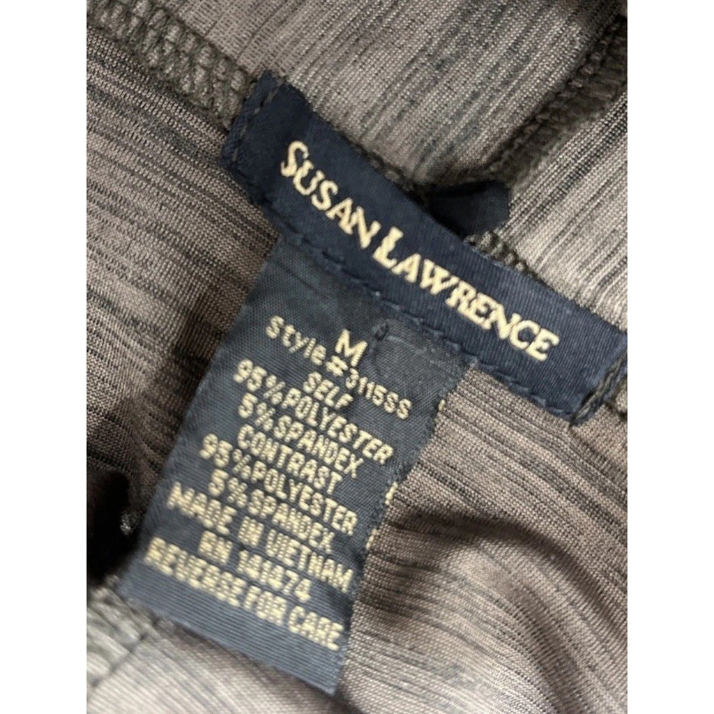 Susan Lawrence Womens Cardigan Sz M Brown Attached Black Cami 3/4 Sleeve