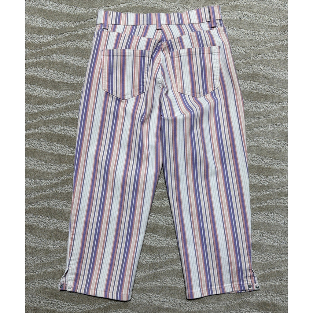GLORIA VANDERBILT Amanda Capri SIZE 4 Ribbon Stripe Cropped Denim Pant 27x20