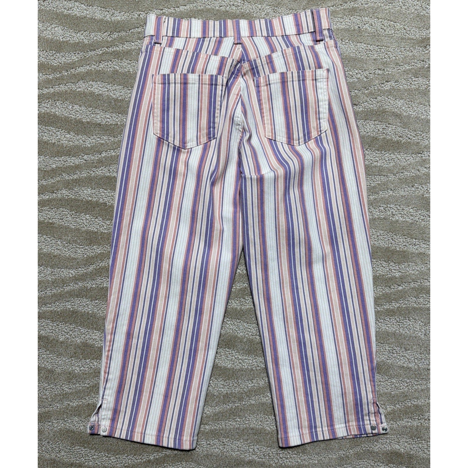 GLORIA VANDERBILT Amanda Capri SIZE 4 Ribbon Stripe Cropped Denim Pant 27x20