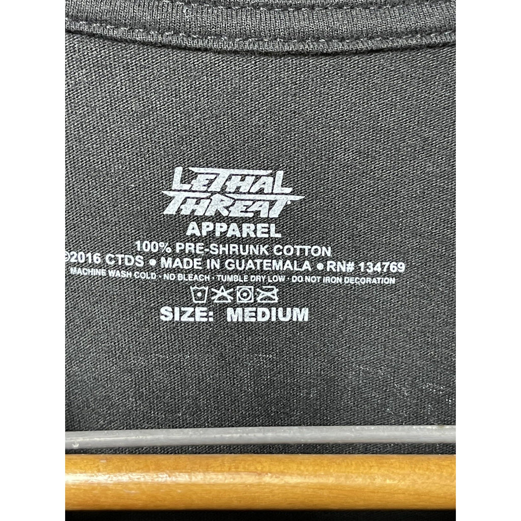 Lethal Threat Motorcycles T Shirt Mens Medium Black Skull Whiskey Run Biker
