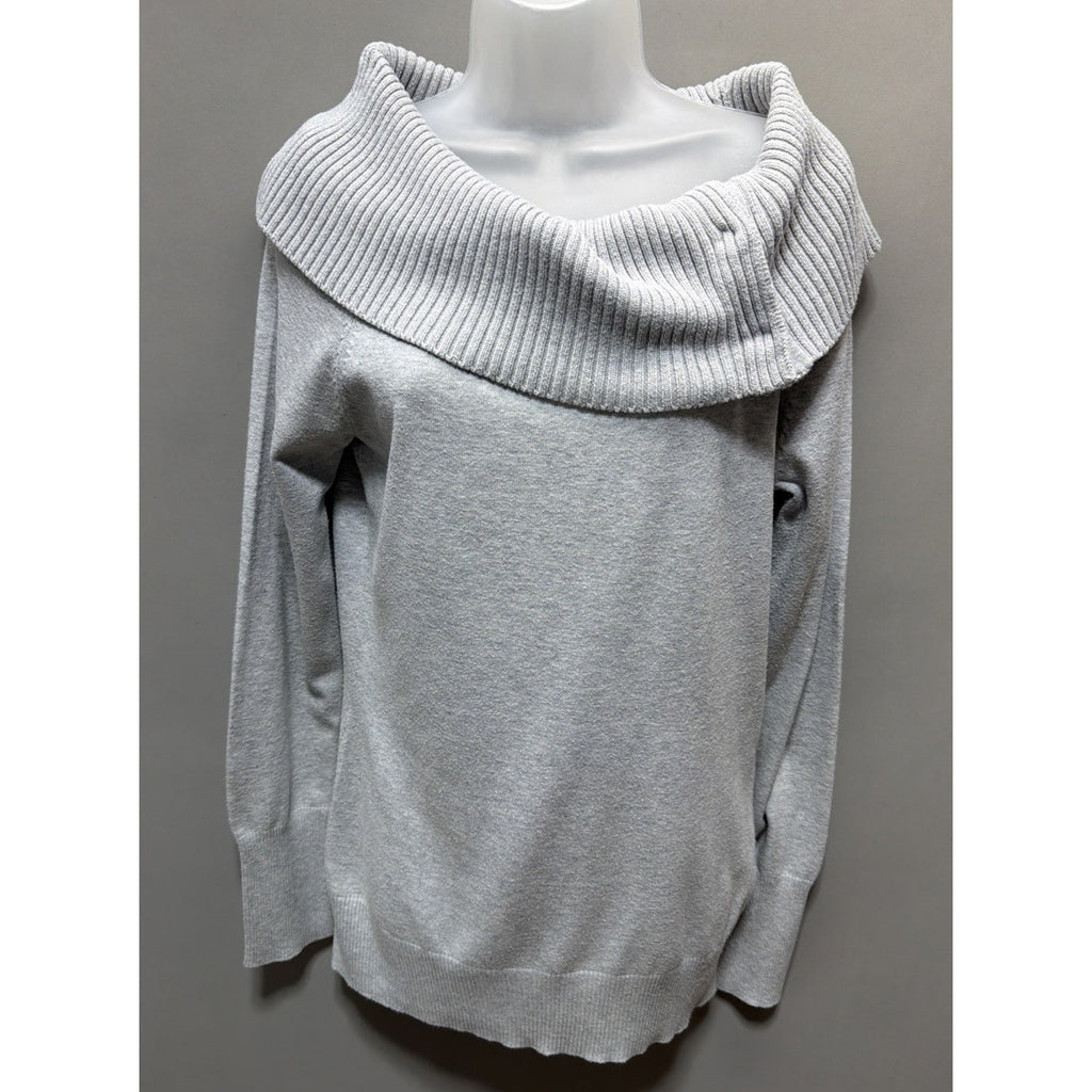 WHBM White House Black Market Size M Gray Cowl Neck Sweater Preppy Career Casual