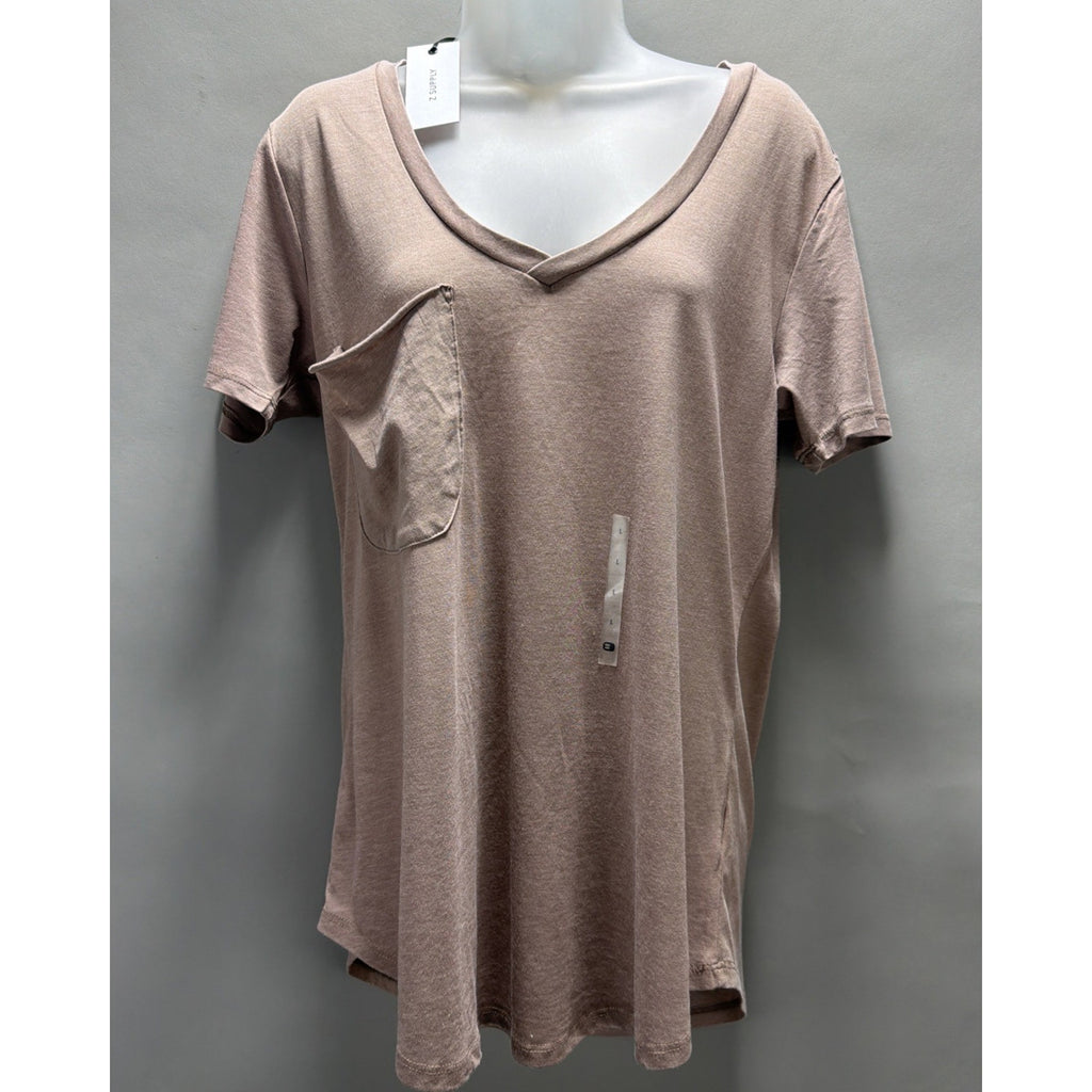 Z SUPPLY Buckle Burnout Pocket Tee V-Neck Short Sleeve Women's T-Shirt L NWT