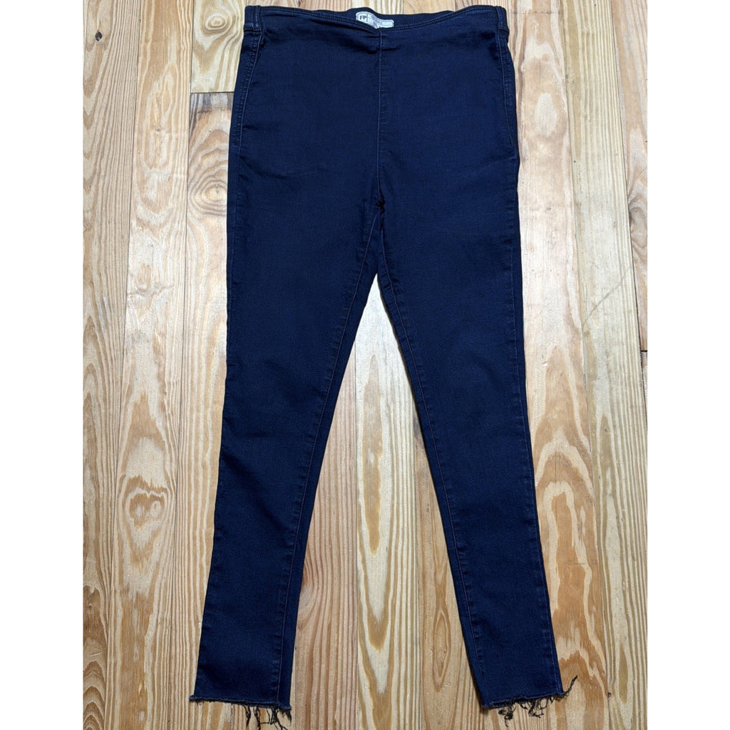 Free People Jeans Women's 30 Dark Blue Stretch Denim Pull On High Rise Skinny