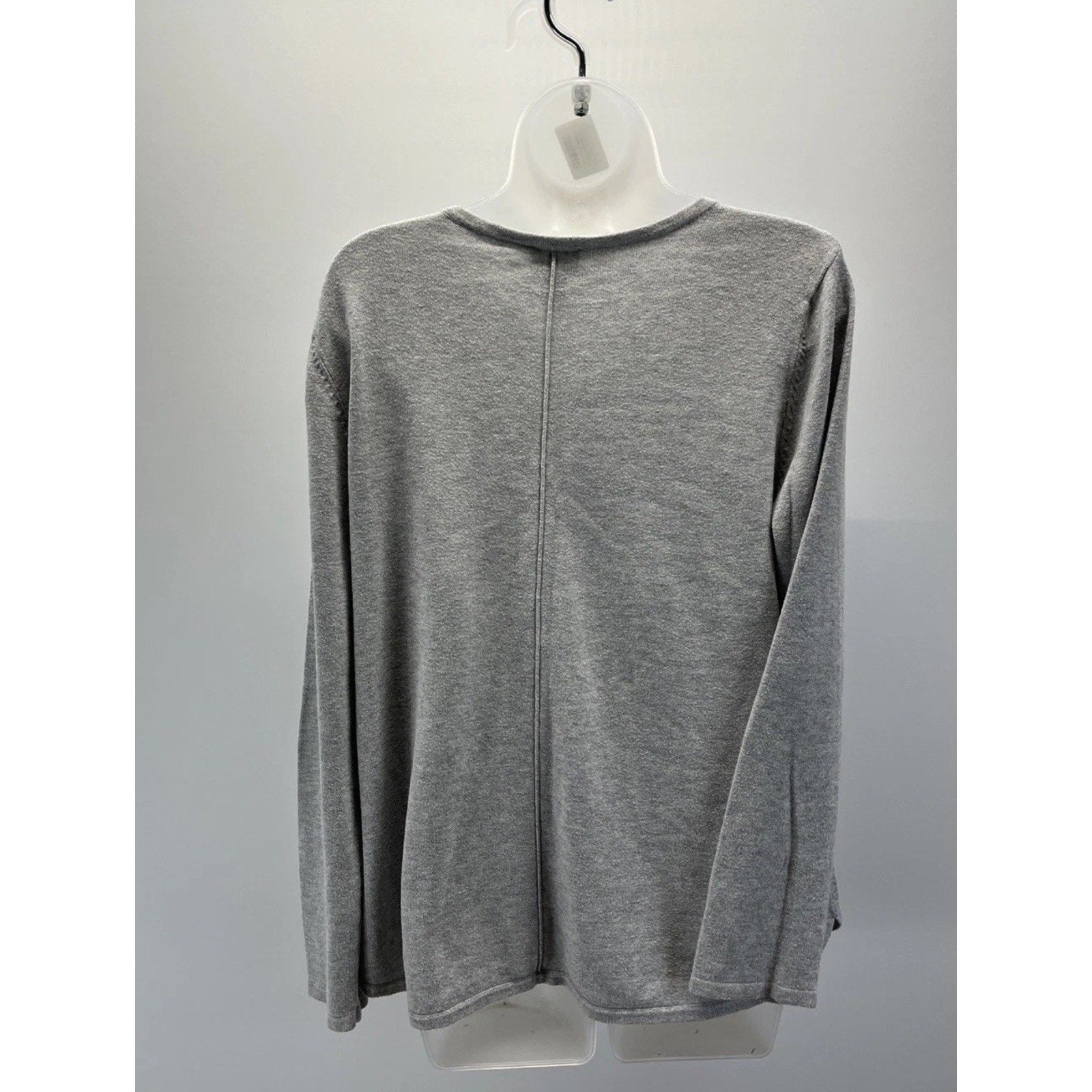 Chicos 2 Tunic Sweater Womens L Gray V Neck Lightweight Pullover