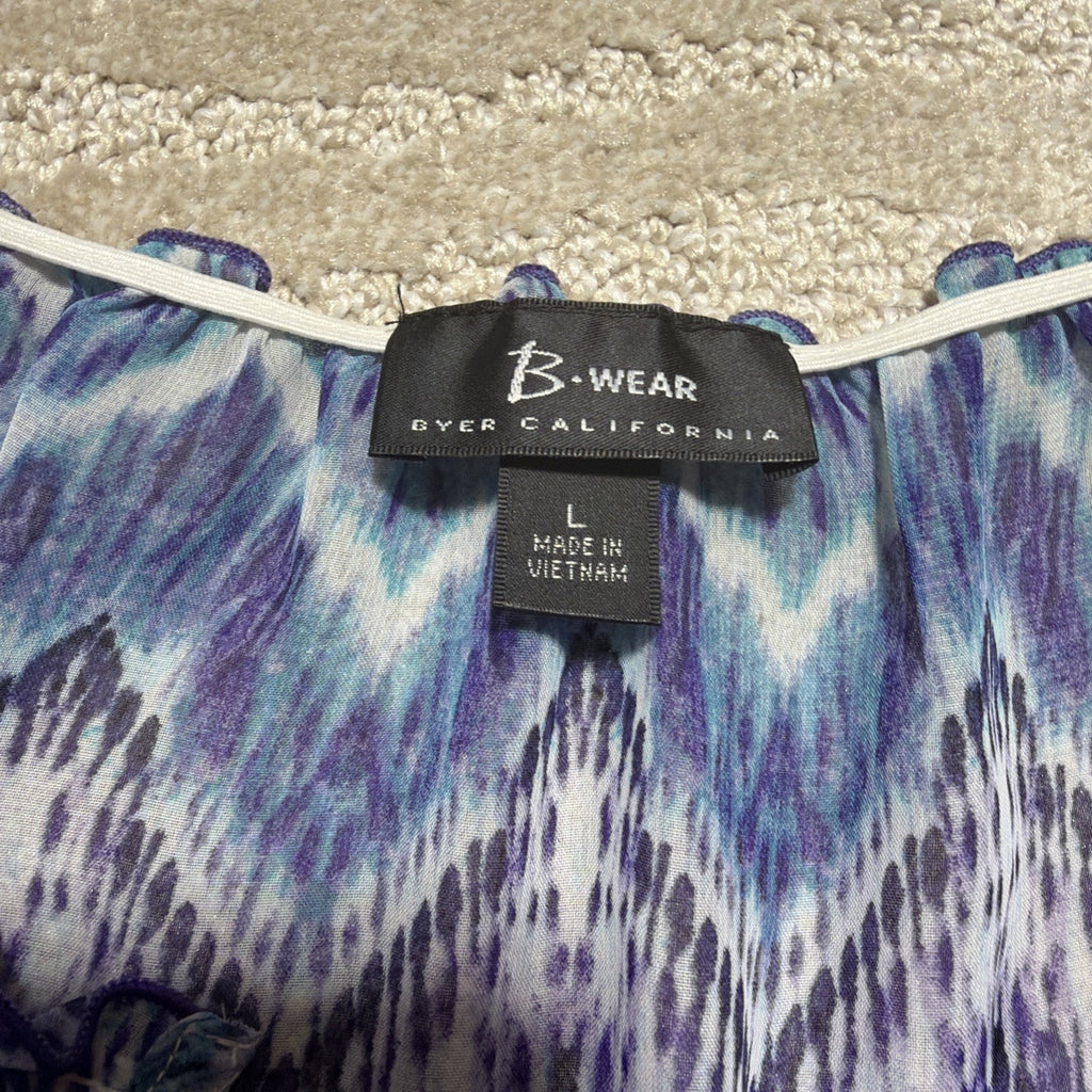 B-Wear Women's Abstract Multicolor Aztec Lined Drape Top Blouse L NWT