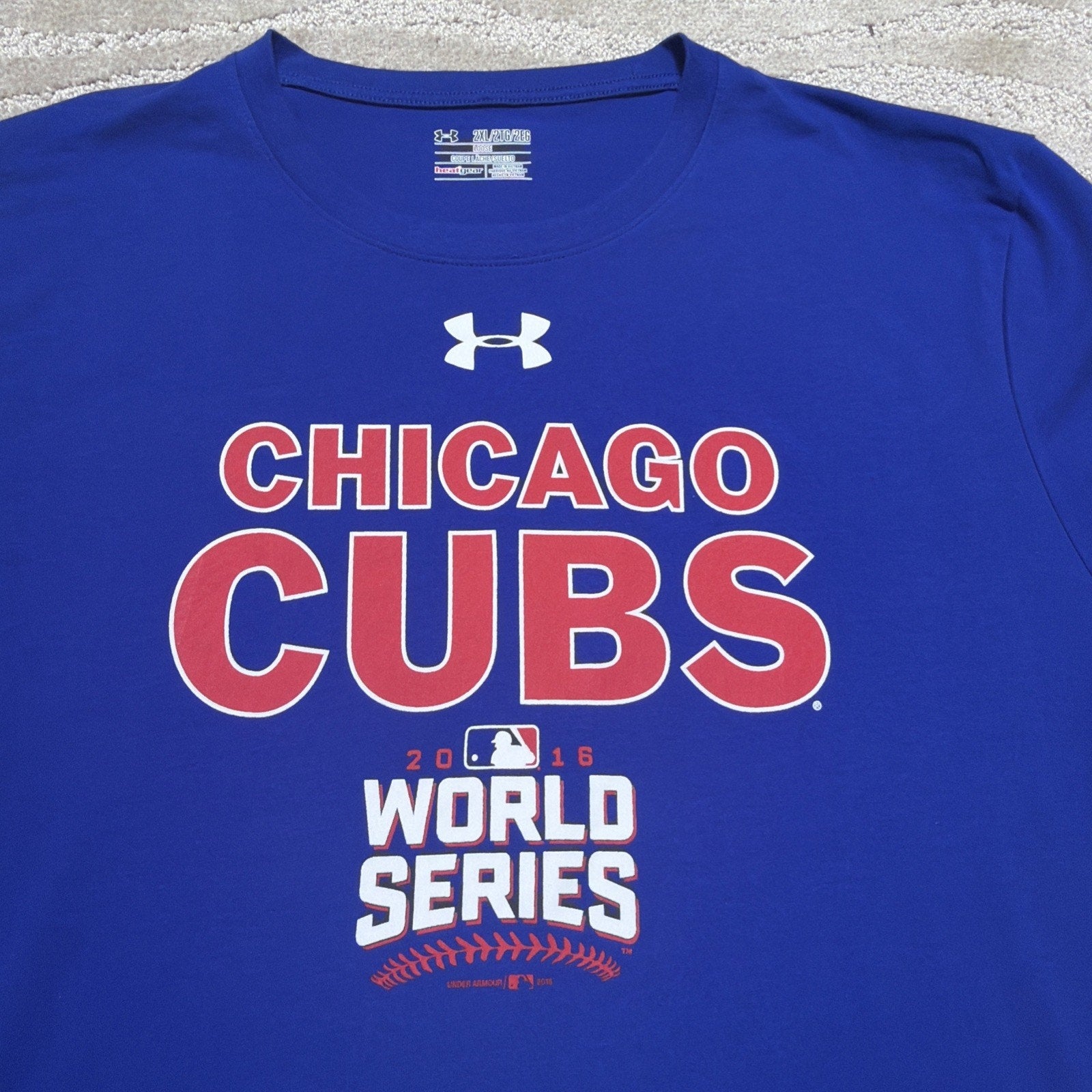 Chicago Cubs MLB World Series 2016 Under Armour Charged Blue Shirt 2XL Excellent