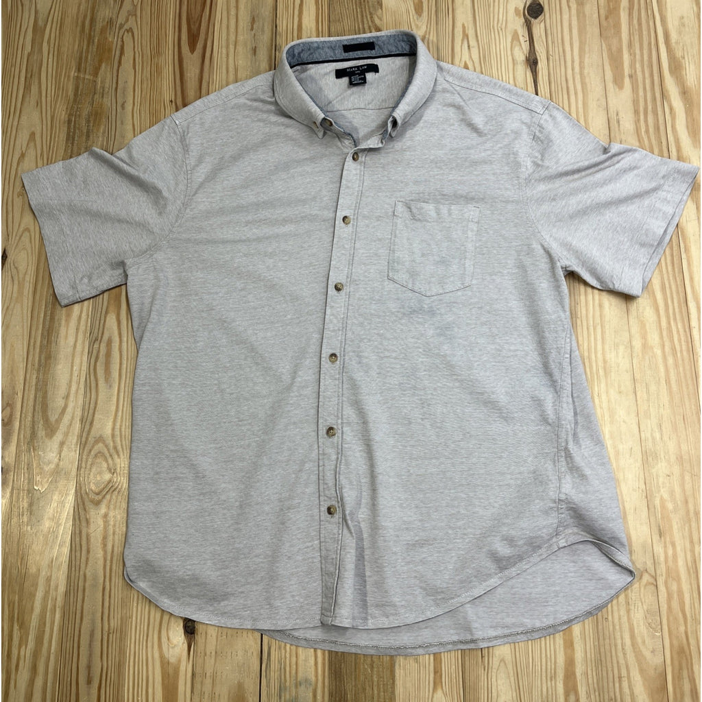 Mark Law Luxury Men's 100% Cotton Short Sleeve Button Up Knit Shirt Biege XXL