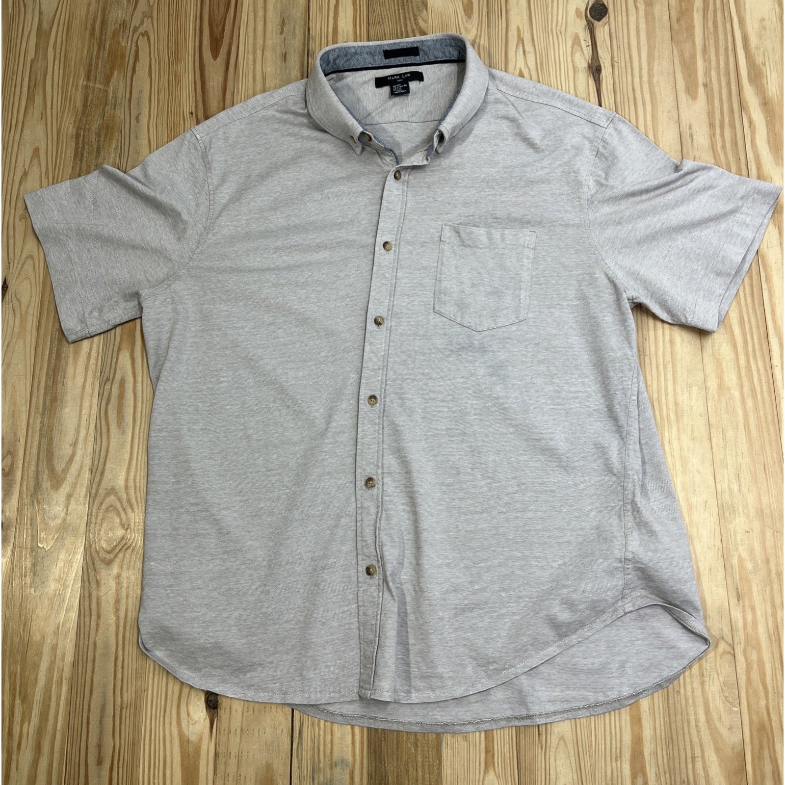 Mark Law Luxury Men's 100% Cotton Short Sleeve Button Up Knit Shirt Biege XXL