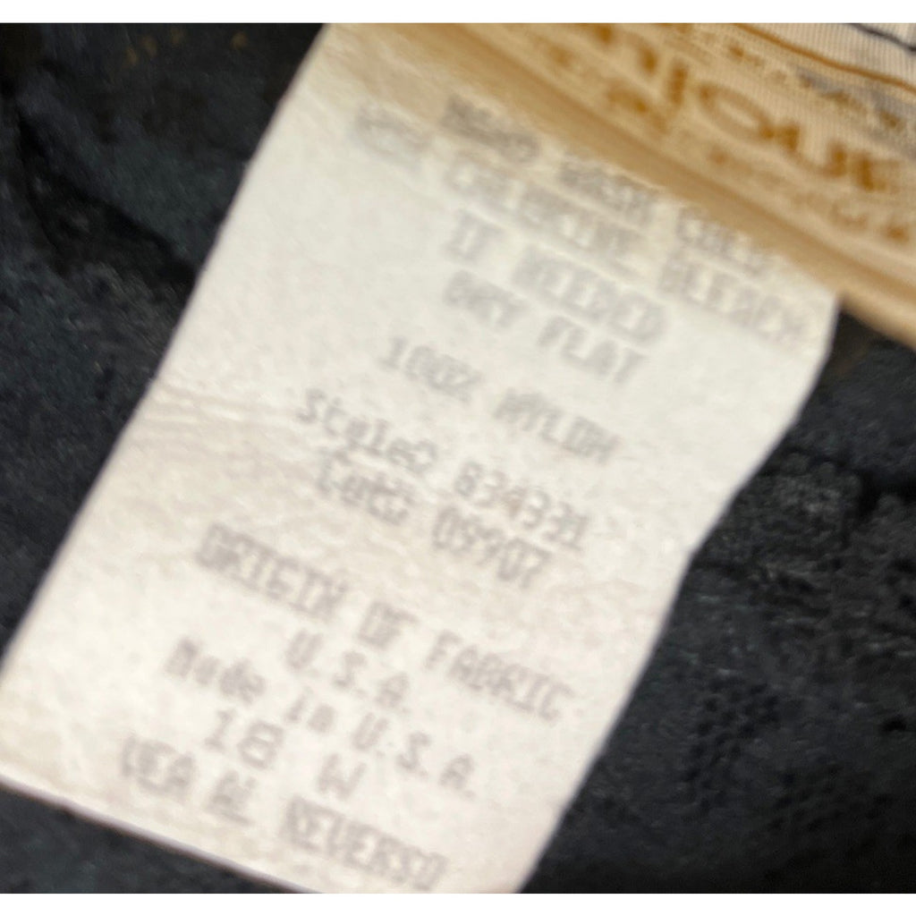 Vintage Bonjour Black Lace Floral Top Short Sleeve Made In USA 100% Nylon