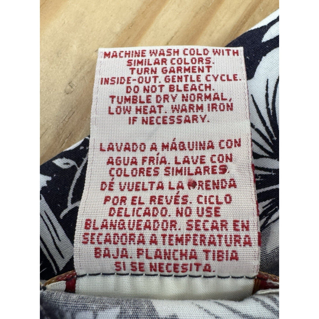 Caribbean Joe Black & White Floral Button-Up Beach Shirt Youth Boys Size L 16/18