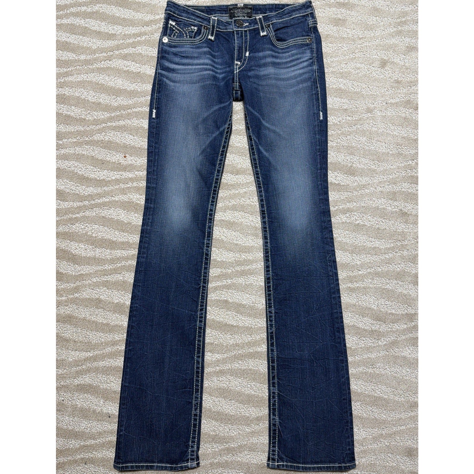 Big Star Womens Vtg Liv Slim Boot Jeans Heavy Stitch Flap Pock Y2K Western 29x36