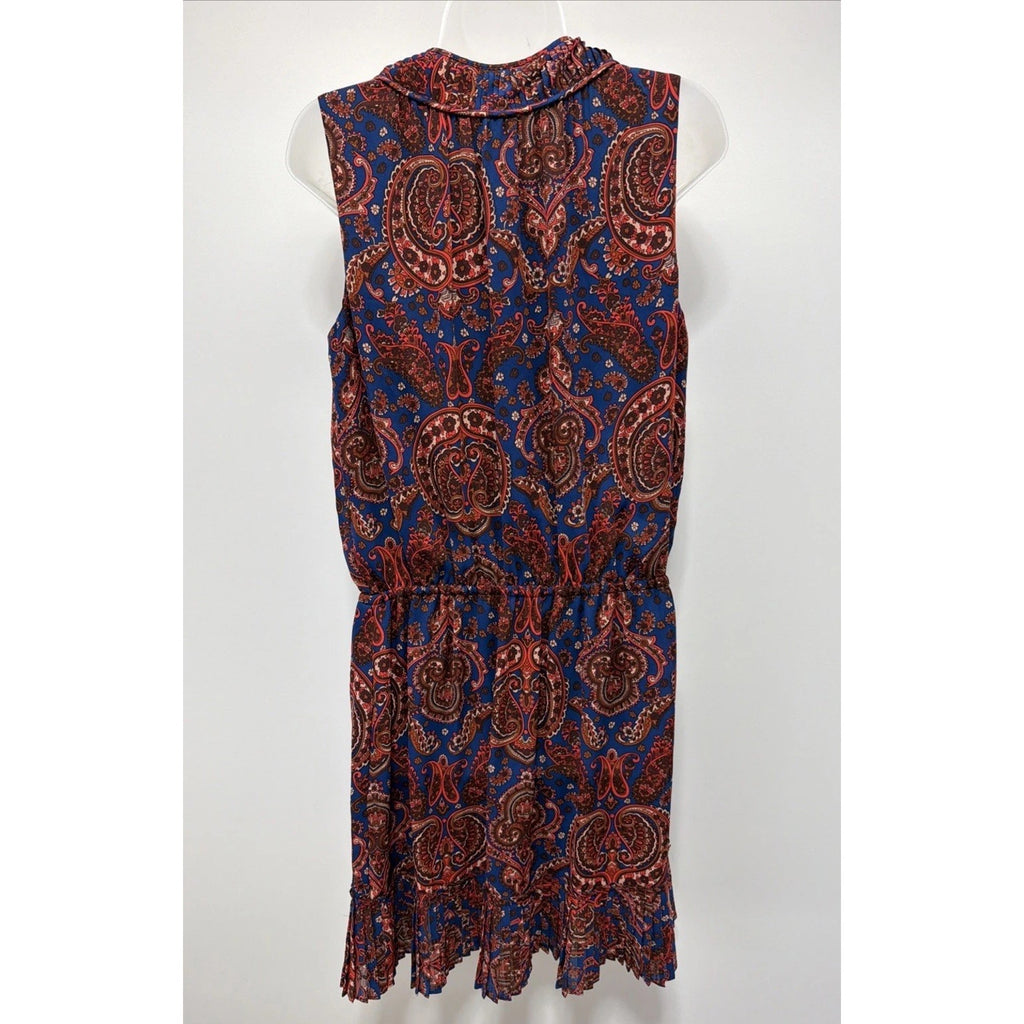 Banana Republic Women's Paisley Print Pleated Elastic Waist Lined Dress Size M