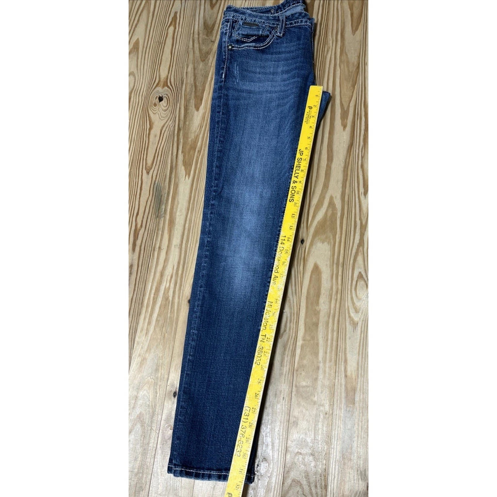 REROCK For Express Jeans Embroidered Skinny Whiskered Thick Stitch Denim Sz 8 R