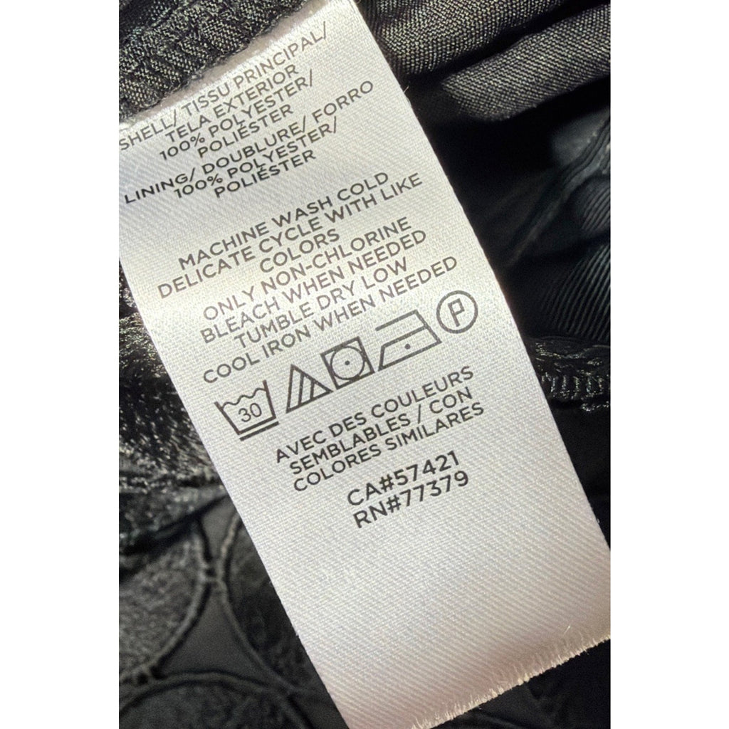 Ann Taylor Petite 2PC Black Textured Circle Applique Top Pants Set 6P Bottom S