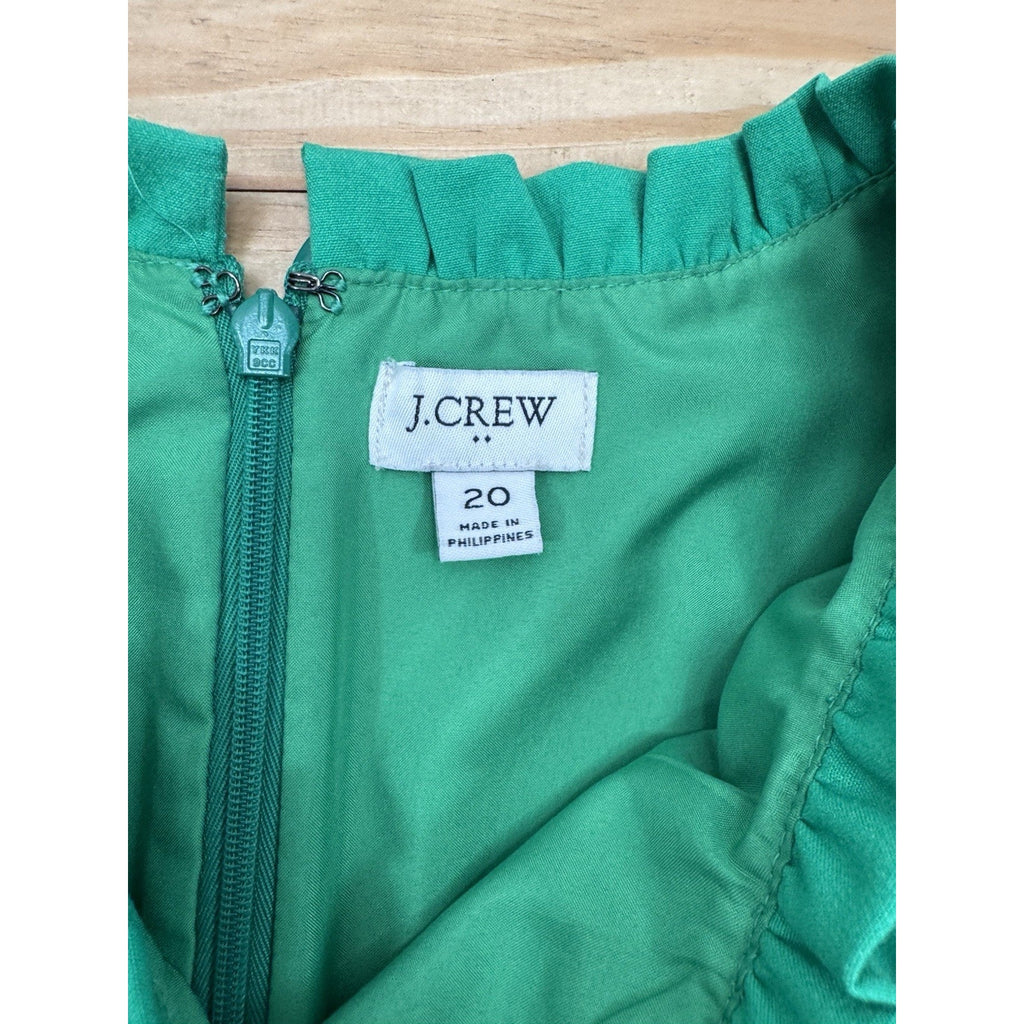 J. Crew Sleeveless Ruffled Shoulders Sheath Dress Kelly Green Women’s Size 20
