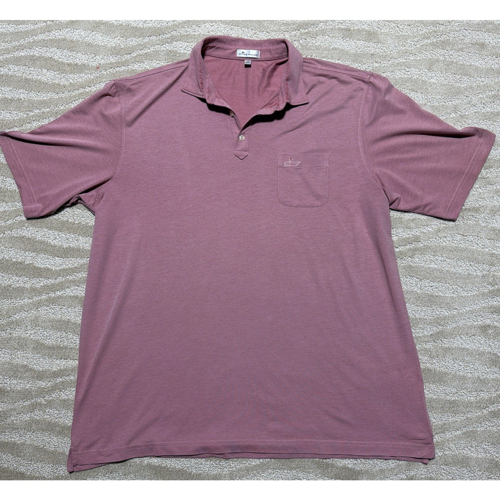 Peter Millar Pique Polo Shirt Mens XXL Pink Embroidered TN Golf