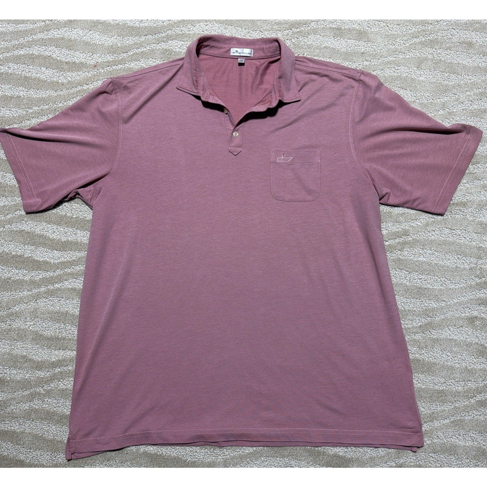 Peter Millar Pique Polo Shirt Mens XXL Pink Embroidered TN Golf