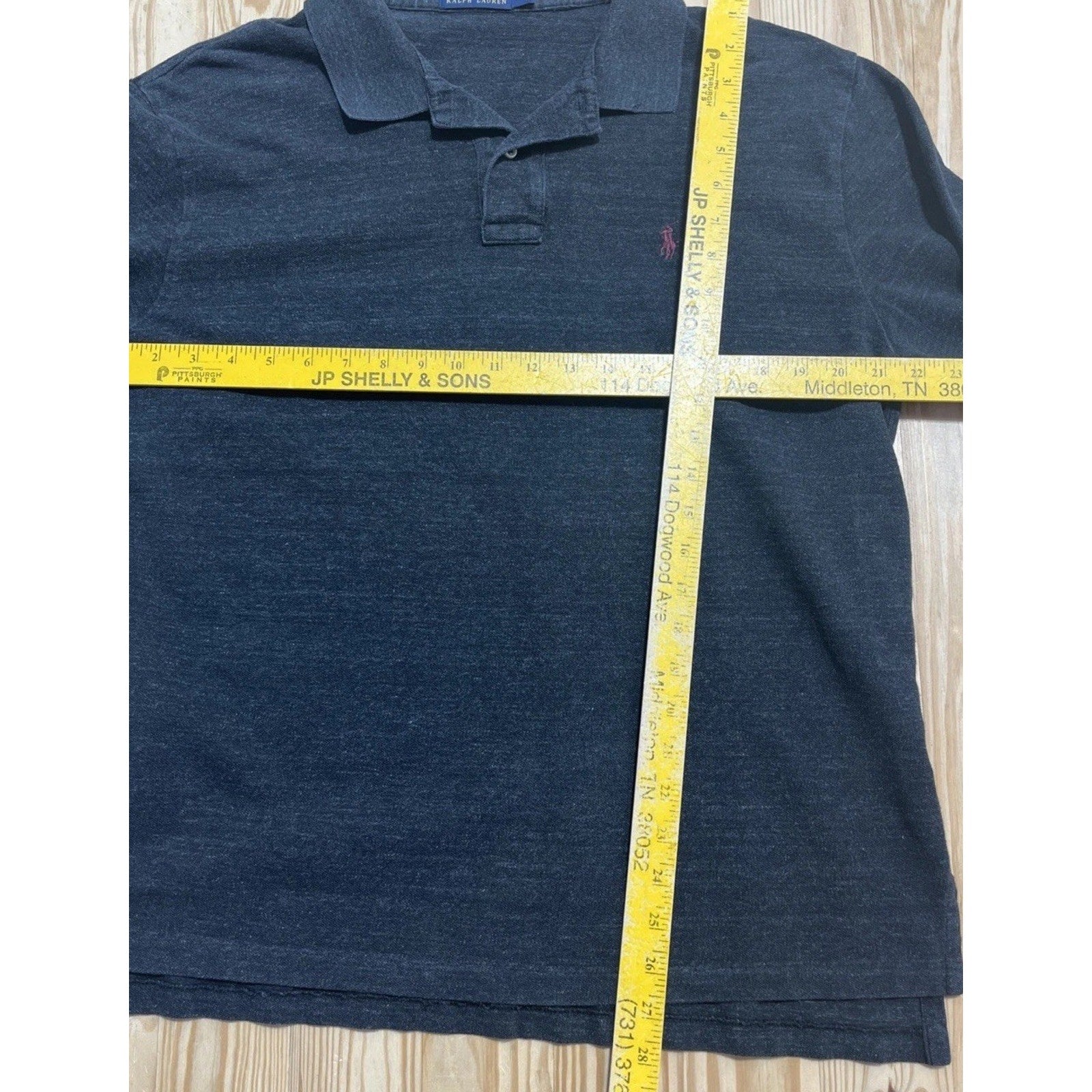 Polo Ralph Lauren 1/4 Button Up Sweater Size Large Gray Red Pony Collared Cotton