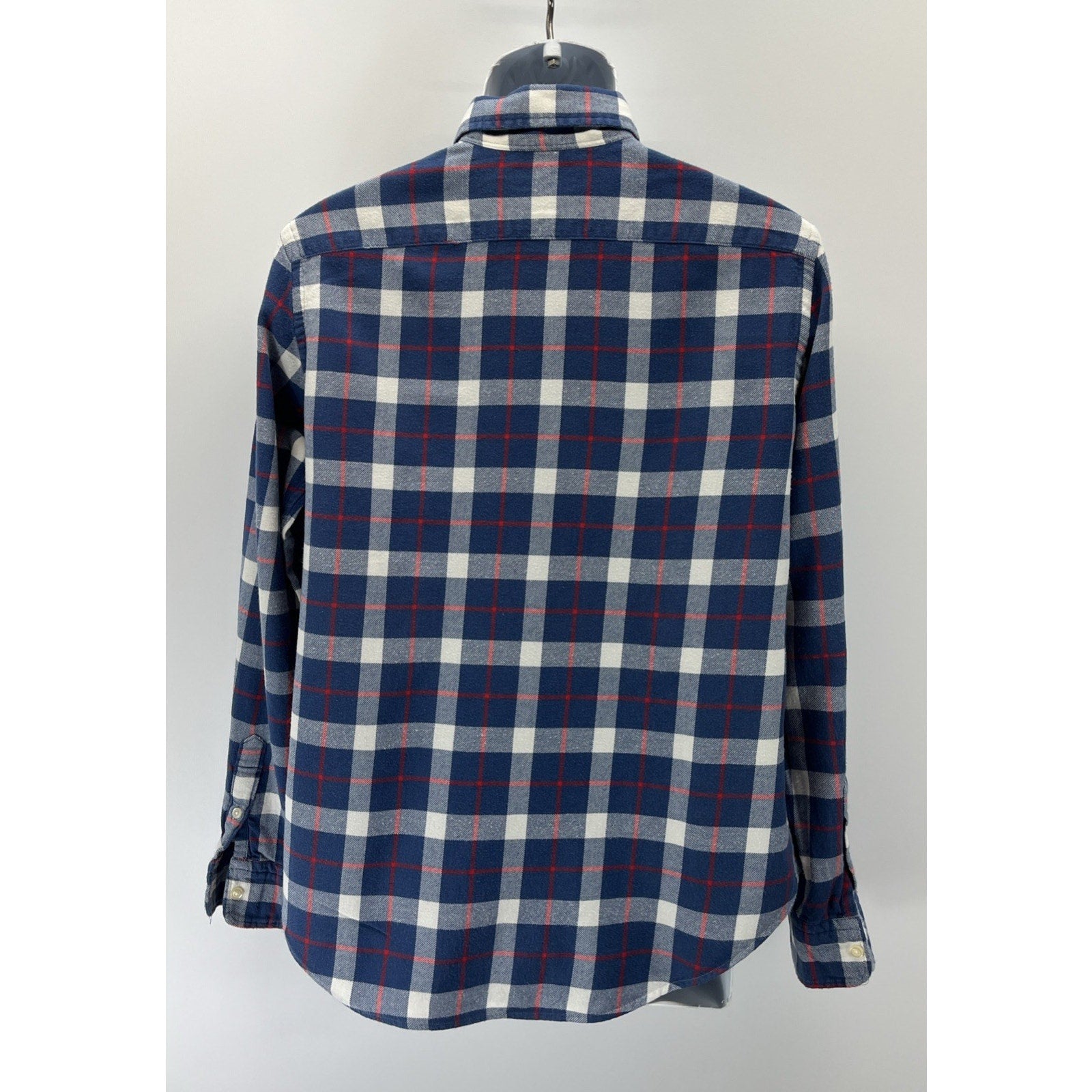 Ralph Lauren Flannel Shirt Mens L Classic Fit Blue White Red Plaid Check Preppy