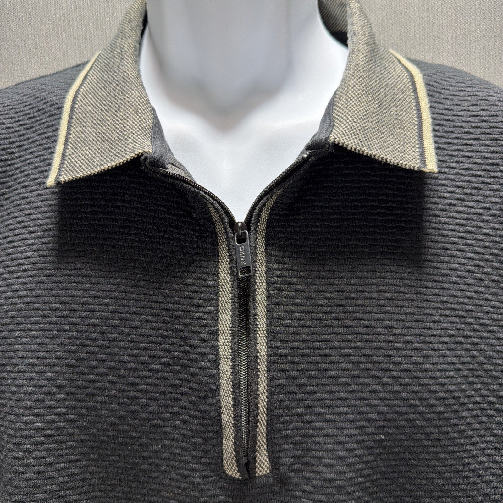 Mens DKNY Black 1/4 Zip Polo Size Large
