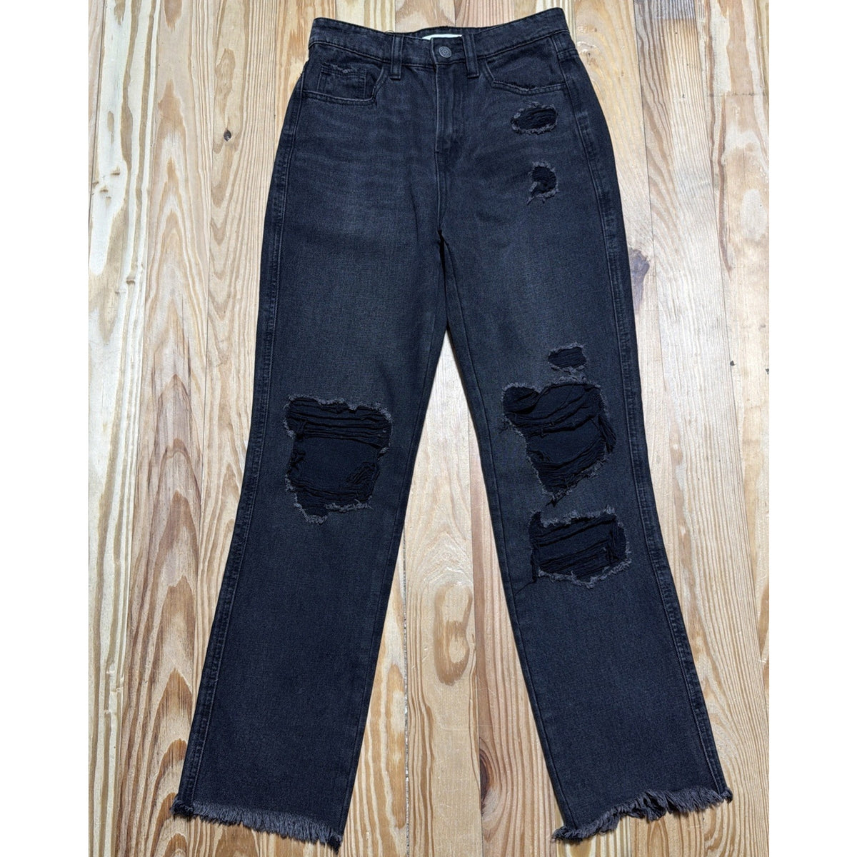 Flying Monkey Black Label Hgh Rise Straight Jeans Womens Size 25 Distressed