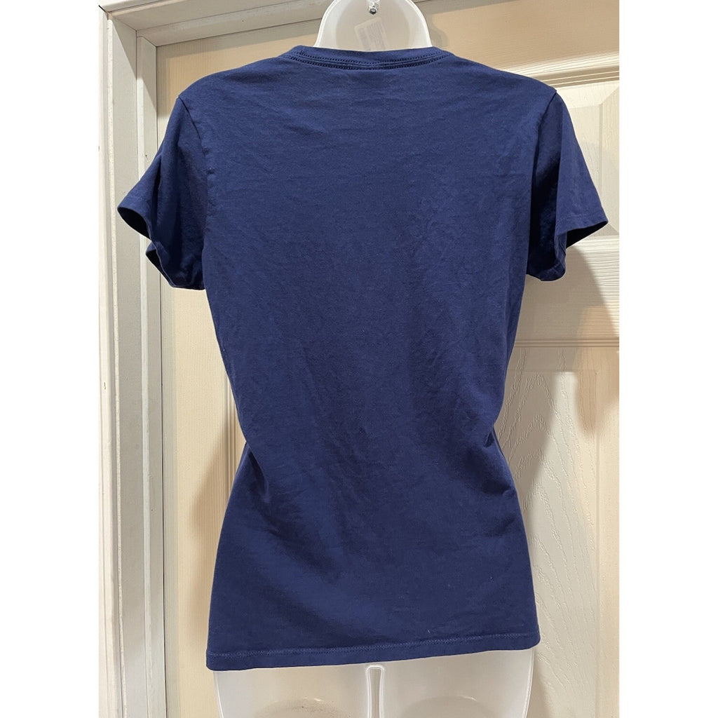 Port And Company Boston Terrier Momma Blue T-Shirt Women's Size Small Flower Dog