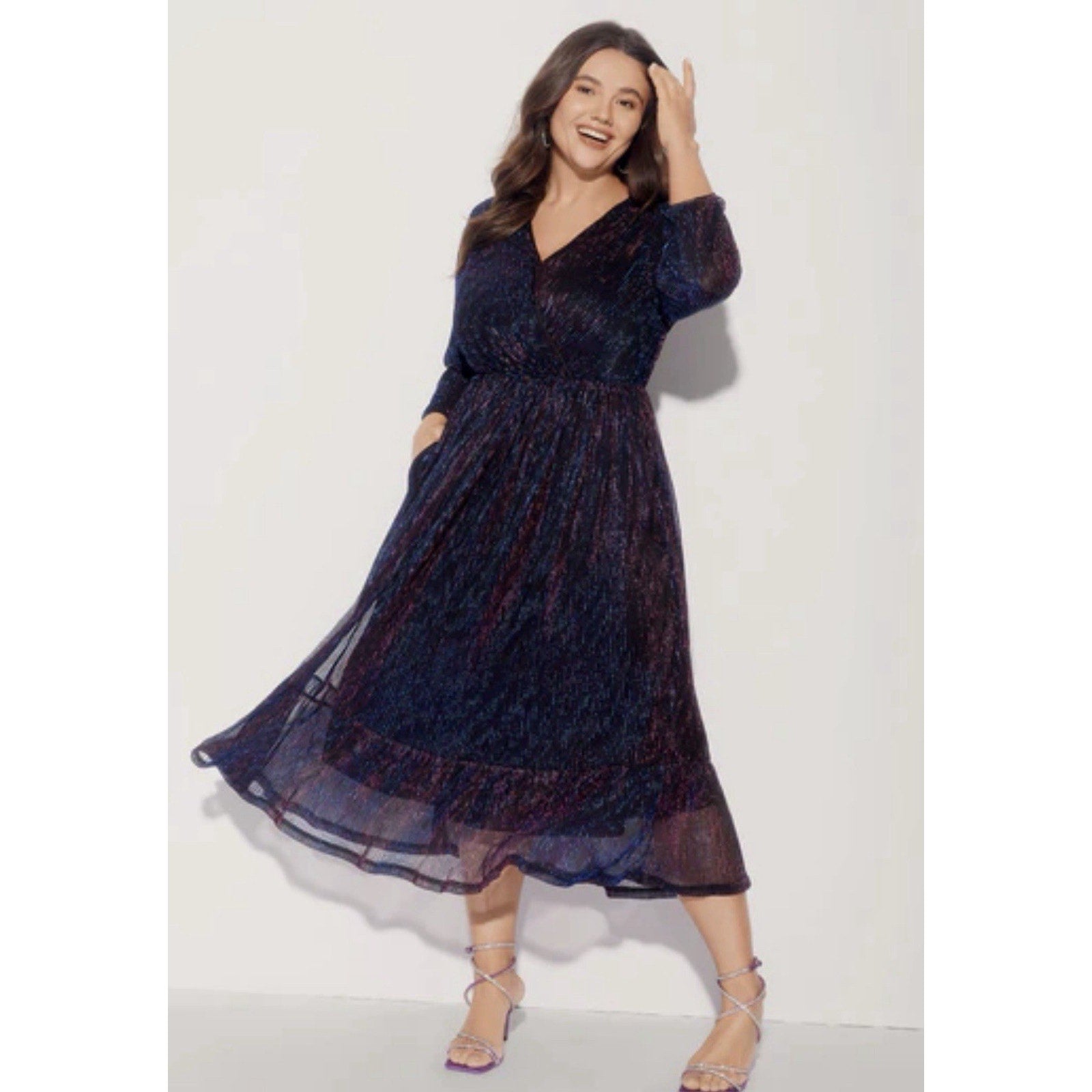 Bloomchic Dress Purple Black Sheer Shimmery Fairy Witchy Women’s Size 22-24 New