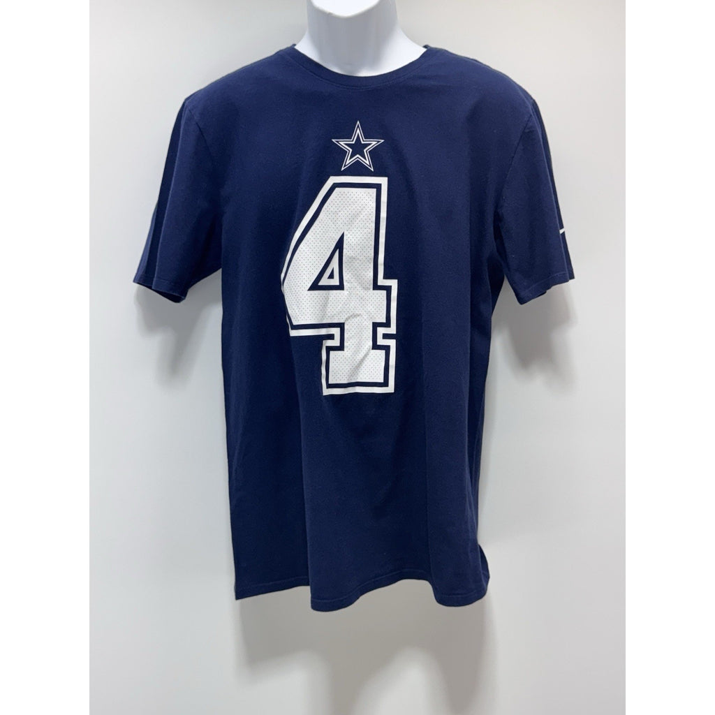 Dallas Cowboys Dak Prescott Tee Shirt Men’s Large Navy Blue Nike Athletic Cut