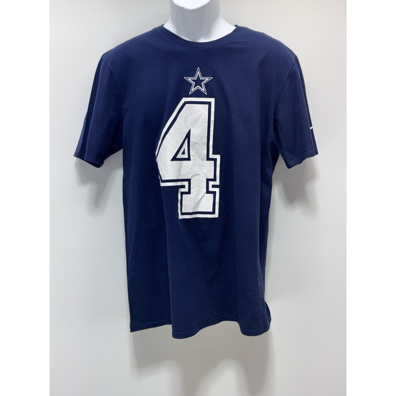 Dallas Cowboys Dak Prescott Tee Shirt Men’s Large Navy Blue Nike Athletic Cut