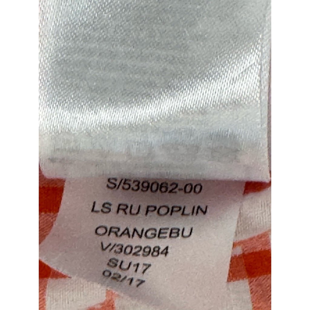 Gap Kids Orange Checkered Button Down Girls Size Large 10 Regular Cotton
