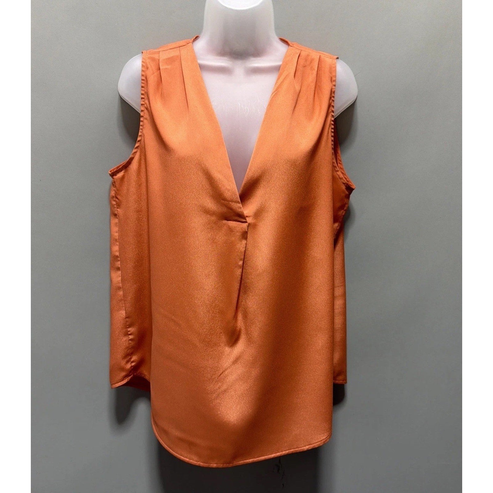 Lauren Ralph Lauren Shirt Women Size 12 Orange Tank Top Sleeveless V Neck Blouse