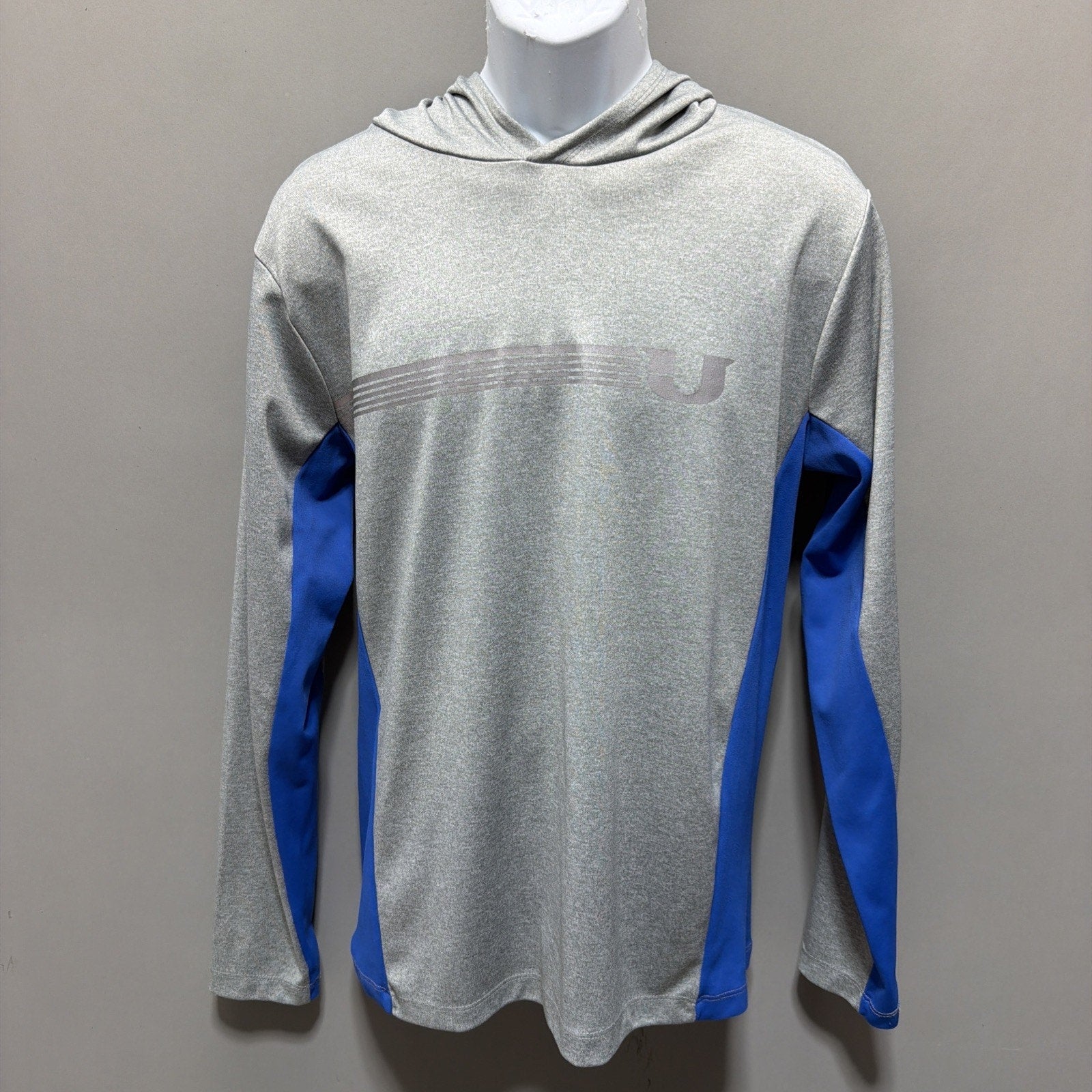 Under Jeans Men Athlete Performance Gear Pullover Hoodie Sz M Gray Blue