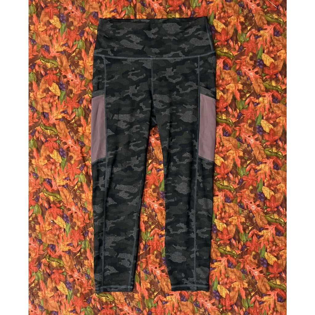 Fabletics Leggings Womens Small Gray Black Camo Power Hold Yoga Pant Athleisure