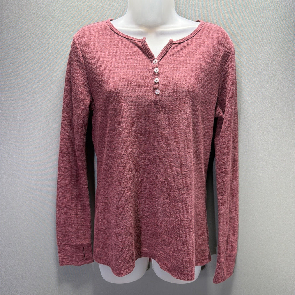 Off-Trail Performance Apparel Red Long Sleeve Thermal Women Henley Shirt M