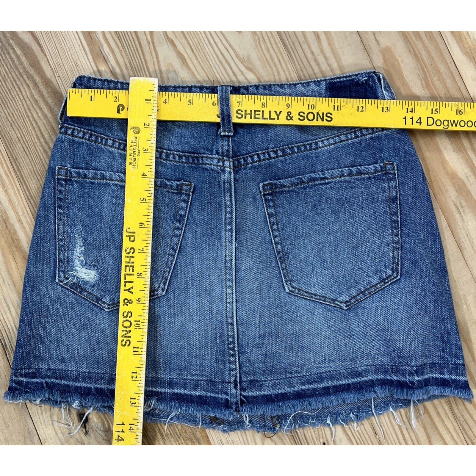 Rewash Women's Denim Skirt Ripped Distressed Cut-Off Raw Hem Cotton Sz. 2/25