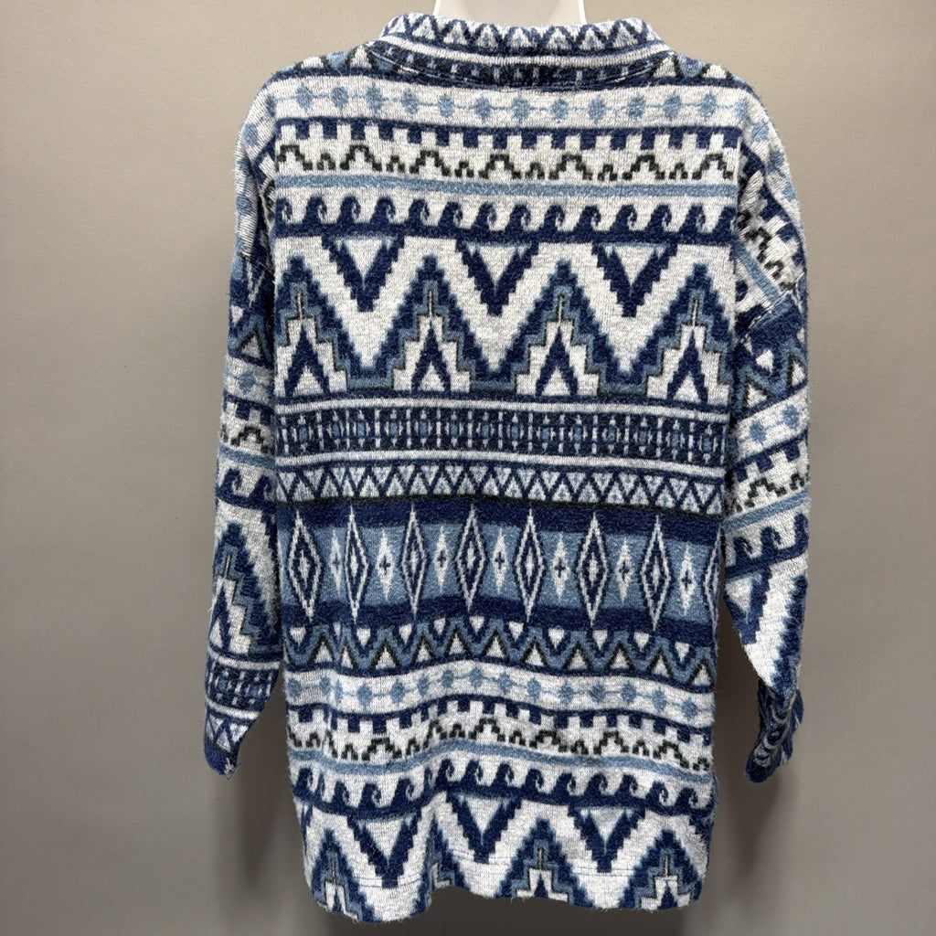 VTG Southwestern Motif Fleece Pullover Womens 18 20 High Neck Aztec Tribal 90s