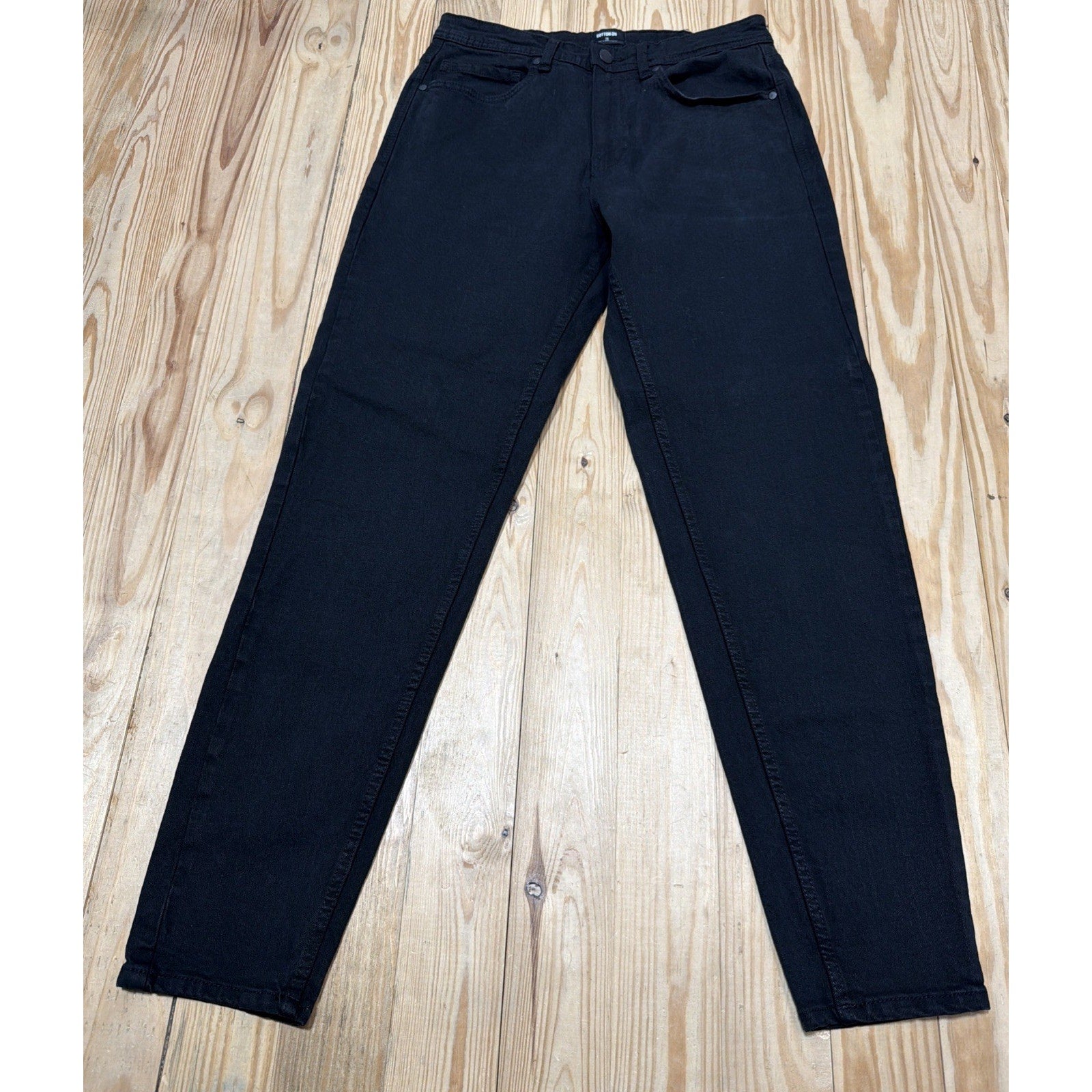 Cotton-On Denim High Rise Tapered Leg Black Jeans Size 28 Measure 30x30
