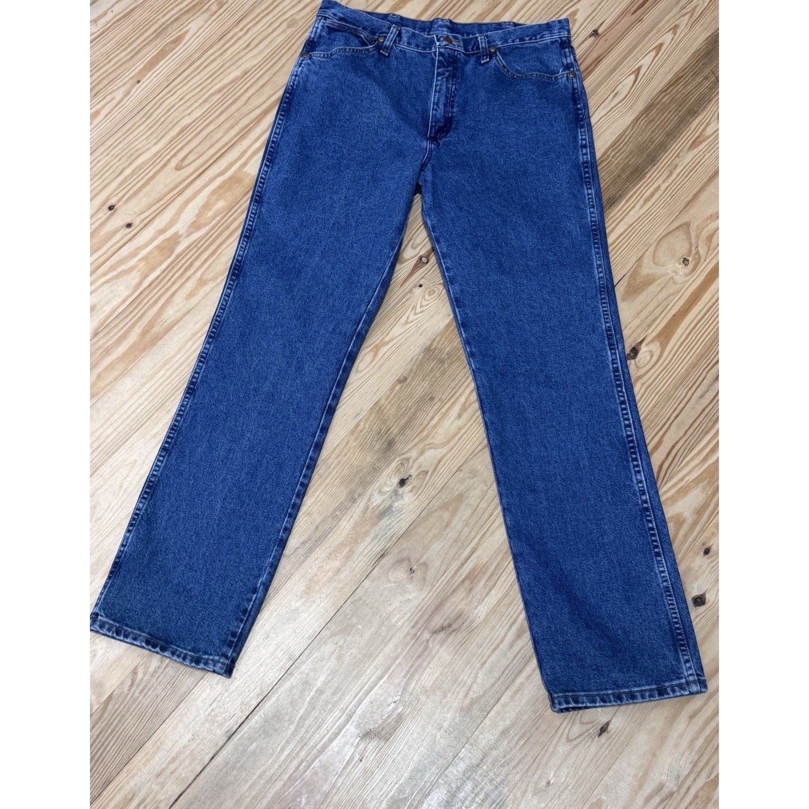 Wrangler Mens Jeans Blue 34 X 32 1/2 Pants 100% Cotton Slim Fit Cowboy Cut Jeans