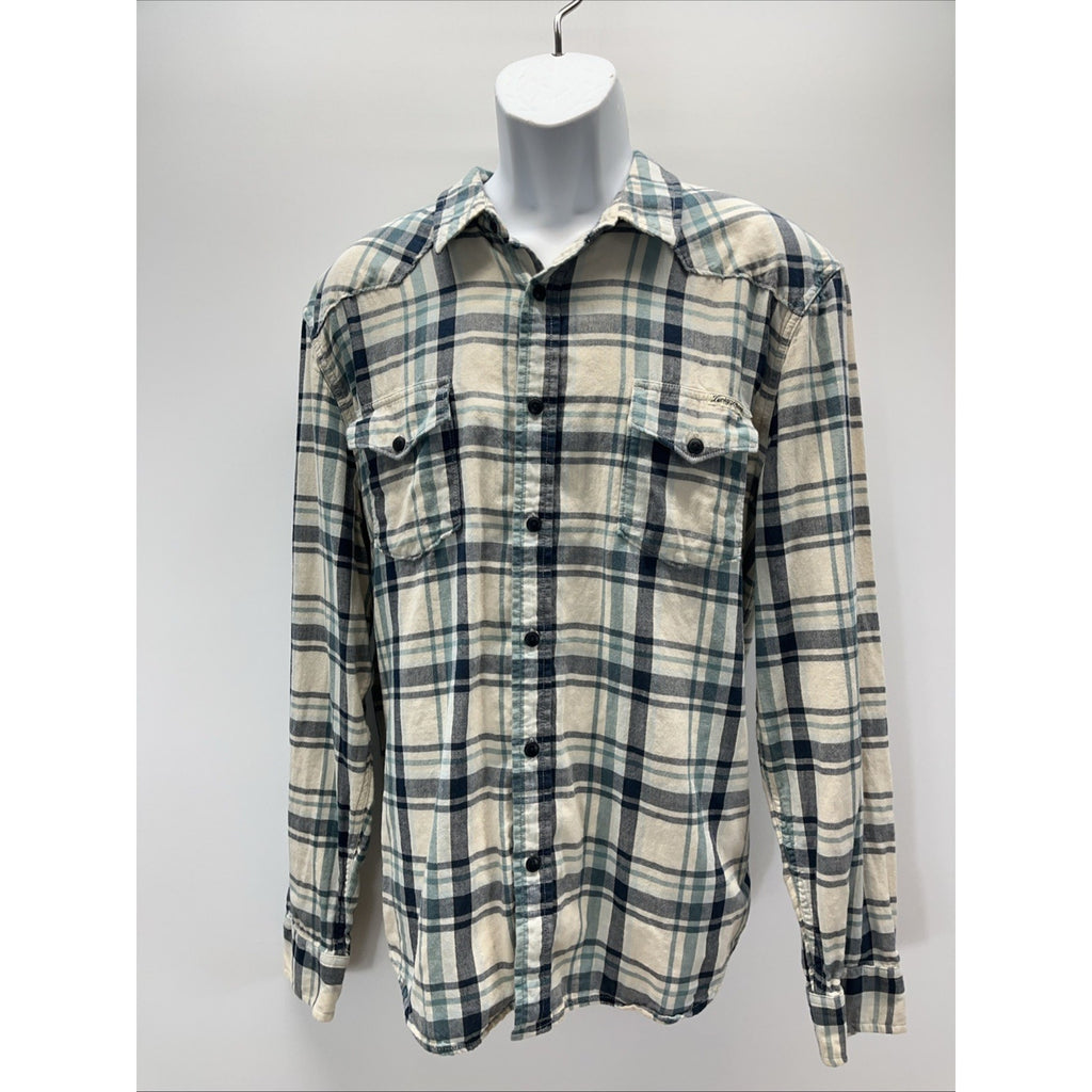 Lucky Brand Men’s Lined Button Up Western Plaid Long Sleeve XX-Large Sportswear