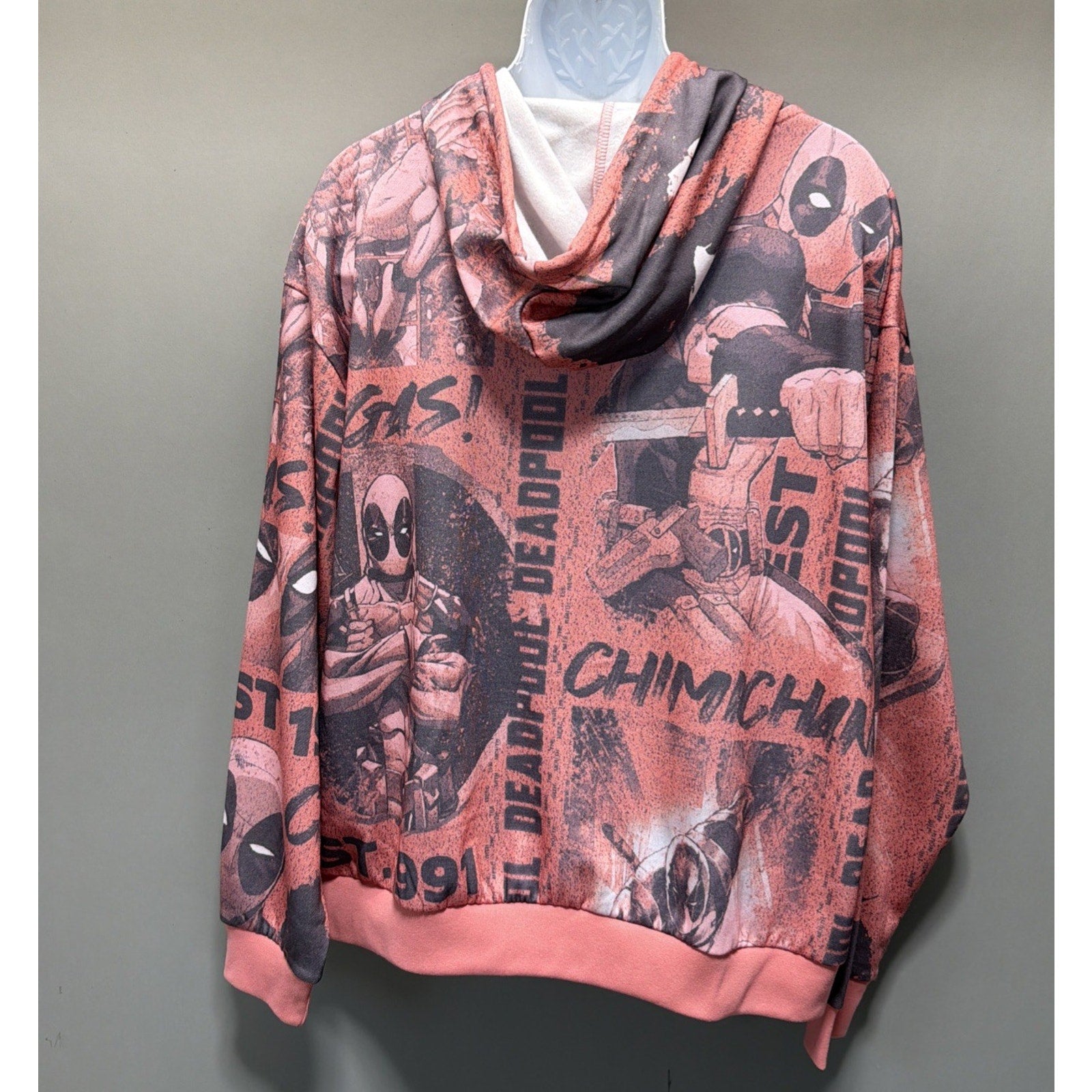 Marvel Deadpool Graphic Pullover Soft Fleece Hoodie Sweatshirt XL Lightweight